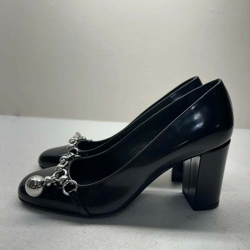 Longchamp Black Heels with Silver Accents size 37